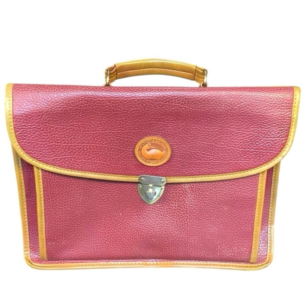 Vintage Dooney & Bourke AWL Burgundy Leather Briefcase Attache Bag 15”